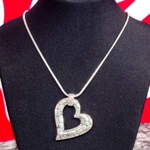 RETIRED BRIGHTON PEBBLE PAVE HEART PENDENT NECKLACE REVERSIBLE NWOT